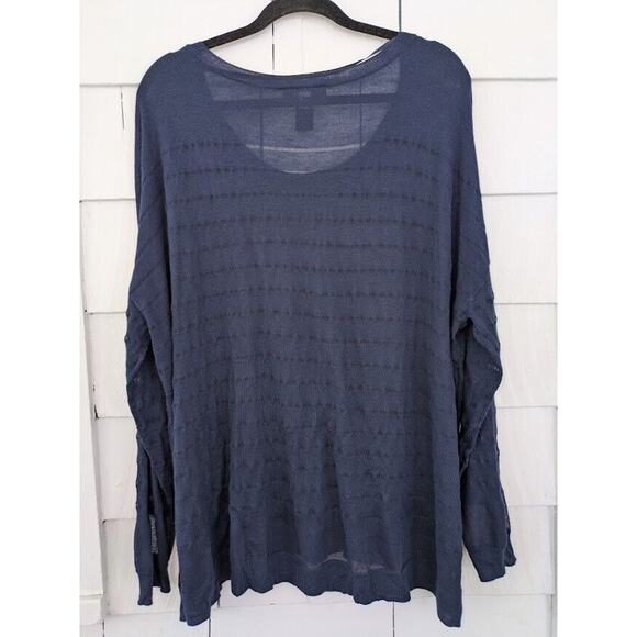 Lane Bryant Women's Sz 26/28 Solid & Sheer Striped Long Sleeve Layering Sweater - Picture 3 of 9